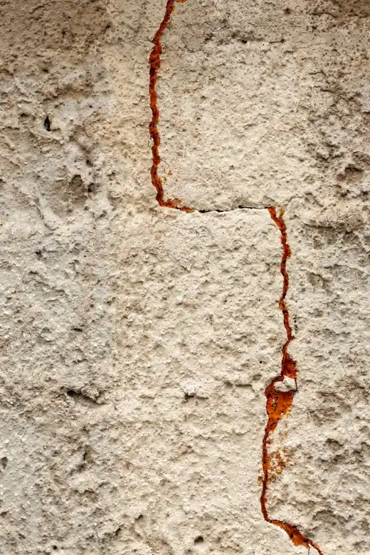 Fissure en escalier sur le mur d’une maison après une sécheresse